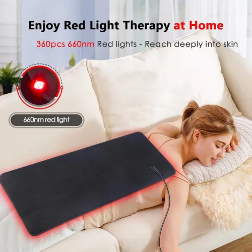 Vista 3 de Alfombrilla de terapia de luz roja para cuerpo - 360 LED grande de terapia de luz roja e infrarroja manta con luz infrarroja 850 nm y 660 nm