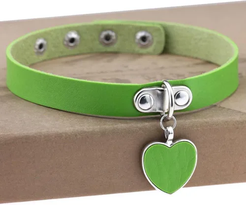 Vista 2 de Anime Rock Harajuku Punke Goth Love corazón colgante collar cuero collar gargantilla pulsera cosplay collar