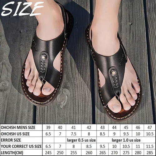 Vista 6 de Sandalias para hombre, sandalias para hombre, zapatos con anillo para el dedo del pie, casuales, de cuero, de verano, color negro