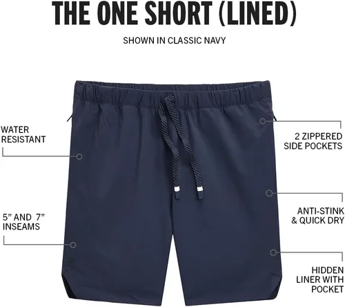 Vista 19 de Fabletics The One - Pantalón corto para hombre (forro), entrenamiento, natación, ligero, de secado rápido, bolsillo con cremallera, tejido elástico
