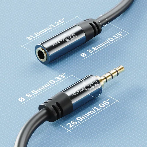 Vista 6 de KabelDirekt – Cable de extensión para auriculares – 1,6 pies – Cable de extensión de auriculares con enchufe de metal a prueba de roturas