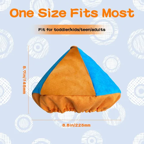 Vista 5 de Pibupibu Sombrero para niños y adultos, color naranja y azul, para fiesta de cumpleaños, accesorios de disfraces, unisex, para niños y niñas