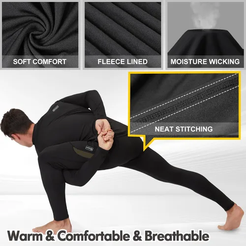 Vista 2 de romision Thermal Underwear for Men Long Johns Fleece Lined Hunting Gear Bottom Top Set Base Layer for Cold Weather XS-4XL