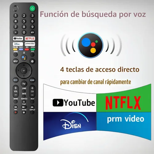 Vista 2 de para reemplazo remoto de TV Sony, con control de voz Mando a distancia Bravia