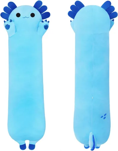 Vista 5 de Almohada larga de ajolote de peluche para abrazar, regalo para niños y niñas (negro, 19.6 pulgadas)
