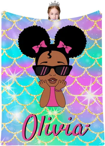 Vista 13 de Artsadd Mantas personalizadas para niñas bebés con nombre, manta personalizada para niños, manta personalizada para regalo para bebé niña