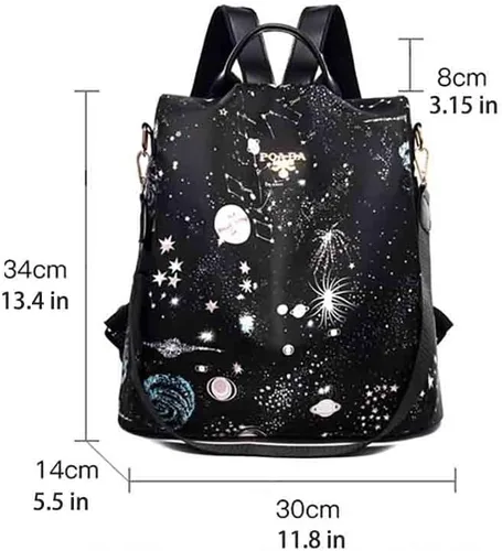 Vista 2 de Mochila de mujer, bolsa de viaje impresa estrella, bolsa de compras de moda de gran capacidad, Cielo estrellado, Moderno