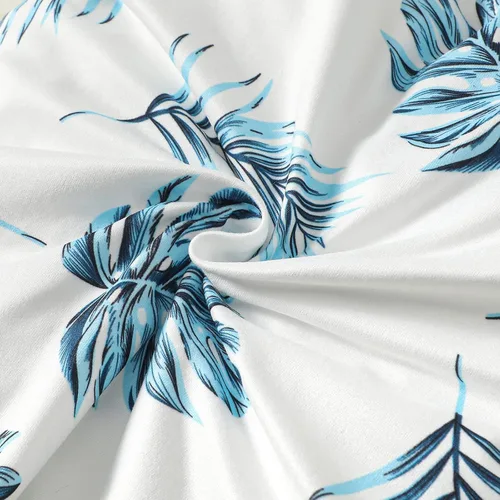Vista 7 de AMAWMW Trajes de verano hawaianos para bebés y niños pequeños, camiseta de hoja de palmera, pantalones cortos con bolsillos, 2 piezas, ropa tropical