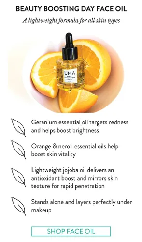 Vista 5 de UMA El aceite facial de día Beauty Boosting ayuda a hidratar la piel. Aceite facial hidratante ayurvédico para pieles sensibles a los tipos de piel