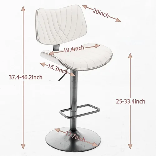 Vista 2 de Juego de 2 taburetes de bar giratorios de 360°, taburetes de bar modernos de mediados de siglo, altura de mostrador ajustable, sillas de bar Negro