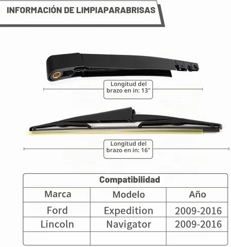 Vista 2 de Limpiaparabrisas trasero para Ford Expedition Lincoln Navigator 2009