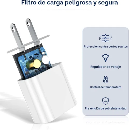 Vista 2 de Cargador de iPhone de carga rápida, bloque de cargador de pared tipo C y cable USB C a Lightning de 10 pies de longitud, adaptador de cubo