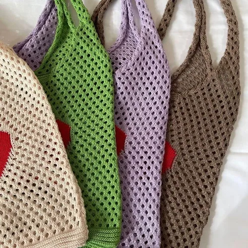 Vista 4 de Bolsos de mujer Hobo Bolsas de punto Bolsas de malla Bolsas de hombro huecos Bolsas de compras