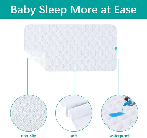 Vista 2 de Almohadillas de entrenamiento para ir al baño para niños pequeños, protector de colchón de cuna impermeable para almohadilla de humectación, Blanco