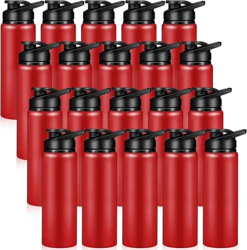 Vista 17 de Potchen - Paquete de 20 botellas de agua de aluminio con tapa a presión, color negro, 20 onzas