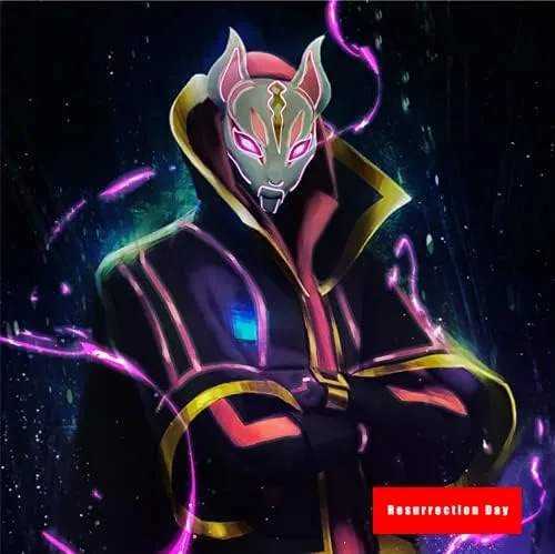 Vista 9 de GLDYTIMES Fortnite Drift - Máscara de luz LED de zorro Fortnite, máscara de Purga resplandeciente para cosplay, regalo, disfraz, festival, fiesta
