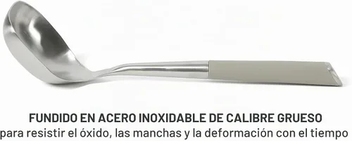 Vista 3 de Calphalon Edge - Cucharón de sopa de acero inoxidable, cucharón para servir con mango de silicona, resistente al calor, antiadherente, seguro