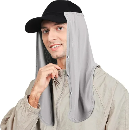 Vista 9 de Protección solar UV ajustable para el cuello, máscara multifuncional de protección solar 2 en 1, complemento de solapa para el cuello para gorras