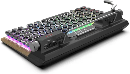 Vista 2 de 7KEYS Teclado mecánico retro para juegos de máquina de escribir, teclado de computadora de estilo vintage con Bluetooth inalámbrico