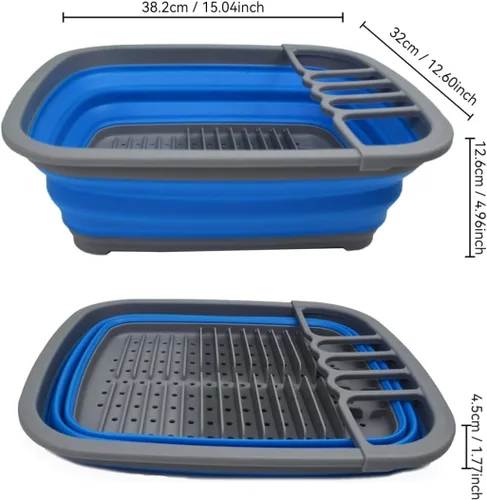 Vista 3 de SAMMART Escurridor de platos de plástico plegable de 8 litros (2.11 galones), estante de secado plegable, organizador de vajilla portátil, ahorro