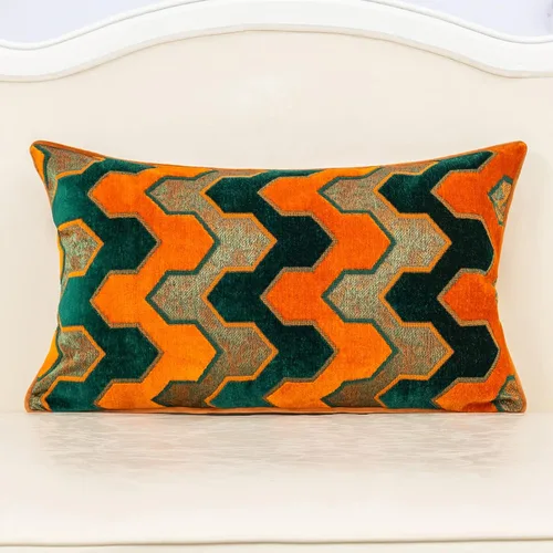 Vista 22 de Alerfa Funda de cojín cuadrada de terciopelo con bordado geométrico a cuadros, funda de almohada decorativa moderna de lujo para sofá, sala