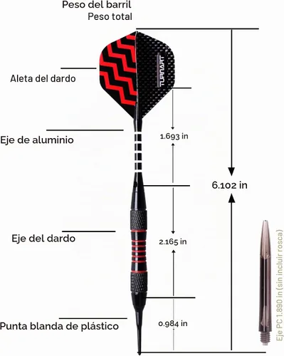 Vista 6 de Turnart Dardos de punta de plástico - Juego de dardos profesionales de punta suave para tablero electrónico de 9 piezas, 18 gramos con 50 puntas Azul