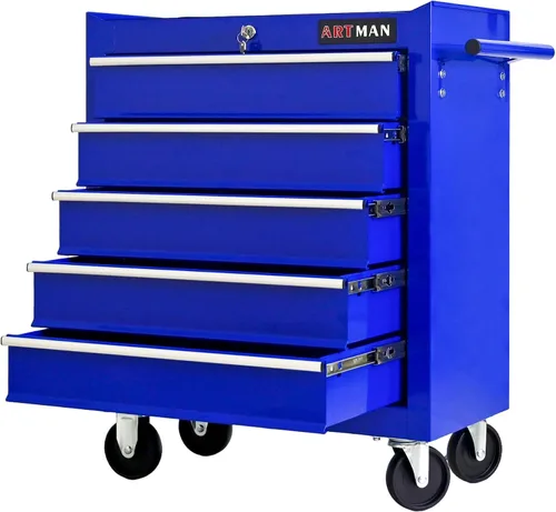 Vista 15 de Caja de herramientas con ruedas con 4 cajones, carrito de herramientas multifuncional, almacenamiento de herramientas, organizador de herramientas