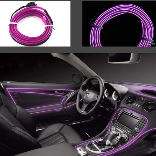 Vista 17 de ABALDI Luces Interiores de Coche Cable de Alambre EL Luces de Neón Ambiente Brillante Estroboscópico Electroluminiscente para Decoración