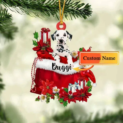 Vista 137 de Perro Akita Inu personalizado en bolsa de regalo, adorno de Navidad, nombre personalizado, regalo para amantes de los perros, familia, Navidad
