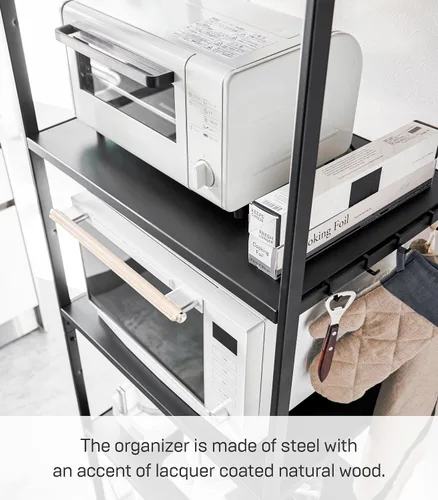 Vista 5 de YAMAZAKI Home Tower Estante de almacenamiento para electrodomésticos de cocina, estantería de metal, organizador de pie, estantes resistentes, 67