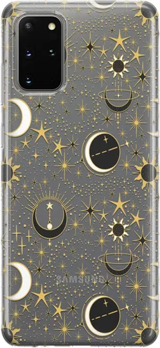 Vista 6 de Funda de teléfono compatible con Samsung Galaxy S25 S24 S23 Ultra S22 Plus S21 FE S20 Note 20 Stars Celestial Magic TPU Crescent Moon Protector