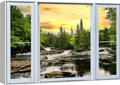 Vista 49 de Cuadro decorativo con diseño de ventana moderna blanca con vista, de la marca Wall26®