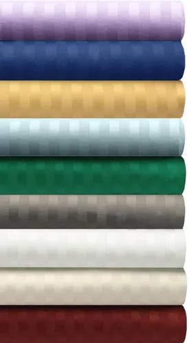Vista 5 de Superior Par de fundas de almohada de algodón peinado suave, rayas de satén, estándar, color dorado