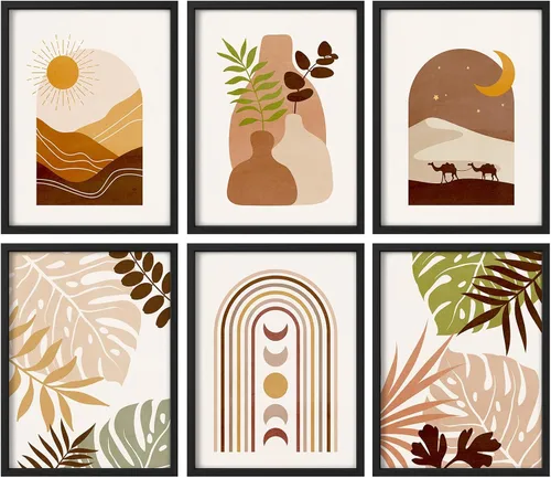 Vista 122 de Juego de galería de collage enmarcado para pared, diseño de plantas de flores de William Morris, ilustraciones de naturaleza silvestre, moderno