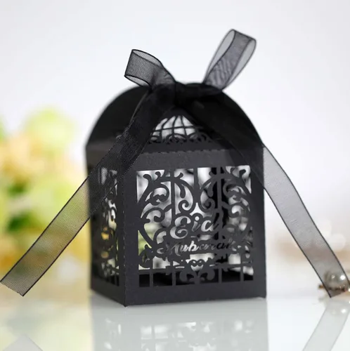 Vista 13 de Paquete de 50 cajas de dulces de boda con corazones cortados con láser, cajas de regalo pequeñas para bodas, despedidas de soltera, aniversarios, 01