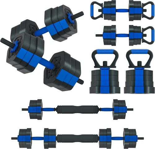 Vista 14 de VIVITORY Juego de mancuernas de pesos ajustables, pesas libres con conector, juego de mancuernas ajustables antideslizantes, barra para gimnasio