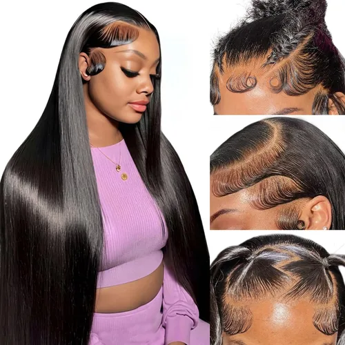 Vista 14 de Hermosa - Pelucas de cabello humano con encaje frontal HD de 13 x 4 pulgadas, prearrancadas con cabello de bebé, densidad 180, transparente, 9A