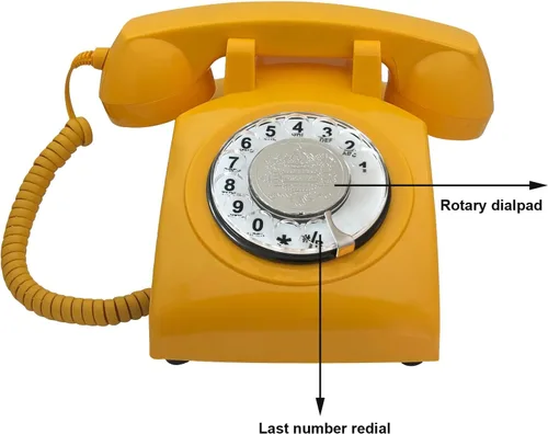 Vista 2 de Teléfono antiguo, teléfono fijo de esfera giratoria retro para oficina en casa, hotel, teléfono vintage básico de una sola línea de los años 80