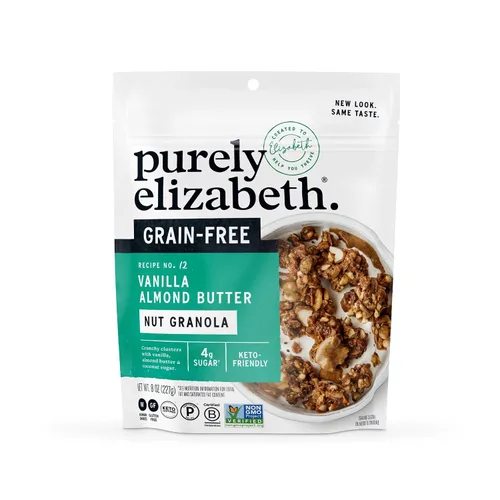 Vista 13 de purely elizabeth Puramente Elizabeth GrainFree Superfood Granola GlutenFree Vegan + Paleo Keto Certificado hecho con puré orgánico 8oz, mantequilla