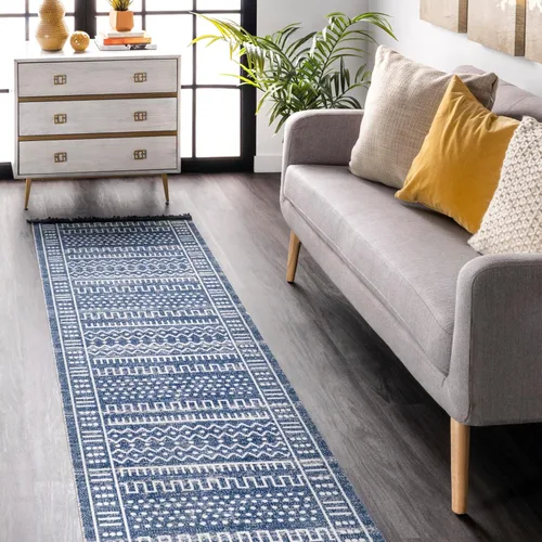 Vista 11 de nuLOOM Alfombra tribal Cora para exteriores, 4x6, azul
