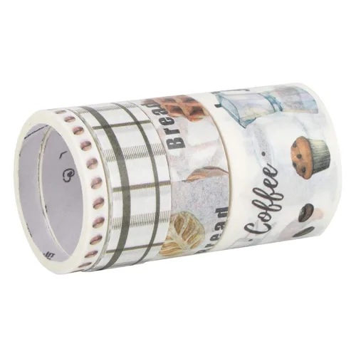 Vista 7 de Washi - Juego de 4 cintas adhesivas decorativas para diarios de viñetas, álbumes de recortes, estilo cultural café, cinta Washi para álbumes