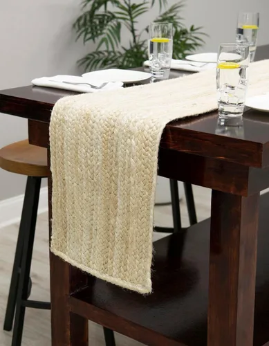 Vista 26 de Unique Loom Alfombra trenzada de la colección de yute - Dhaka (1' 2" x 6' 1", camino de mesa, gris)