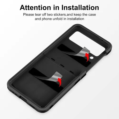 Vista 7 de Funda compatible con Samsung Galaxy Z Flip 3 con protección mejorada de bisagra de doble capa, policarbonato duro, TPU suave, cuerpo completo, a