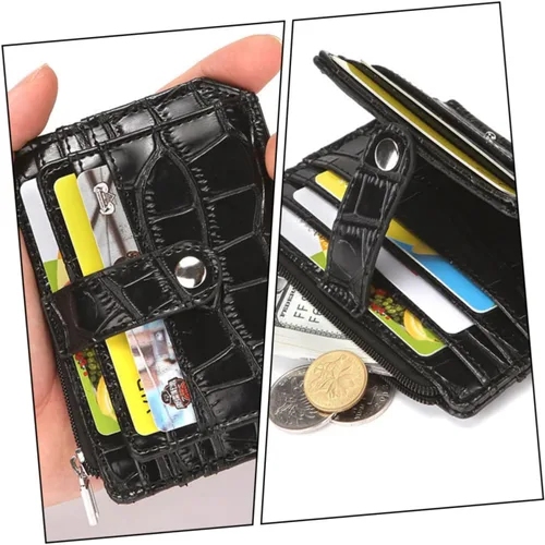 Vista 7 de TENDYCOCO 2 unids Multi-funcional Almacenamiento Impresiones de Cuero de Bambú Nudo Monedas Efectivo Monedero Monedero Cartera Cremallera Versátil