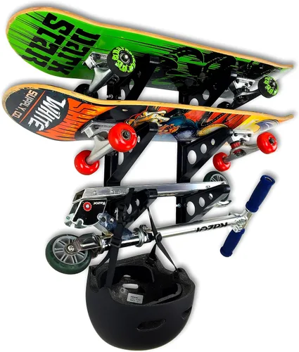 Vista 8 de StoreYourBoard Estante de pared Longboard, almacenamiento triple para Longboard