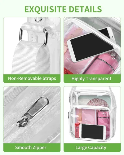 Vista 17 de MAY TREE Bolsa de mensajero transparente aprobada para estadios, eventos, conciertos, deportes, trabajo