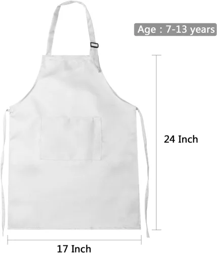 Vista 2 de Yaomiao Paquete de 4 delantales para niños, delantal ajustable con bolsillo, para cocinar, hornear, pintura, actividades