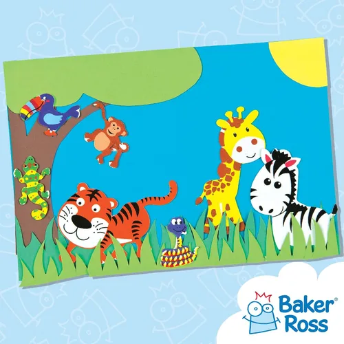 Vista 4 de Baker Ross EV3115 - Calcomanías de espuma de animales de la selva, paquete de 96, calcomanías de espuma para niños, calcomanías autoadhesivas