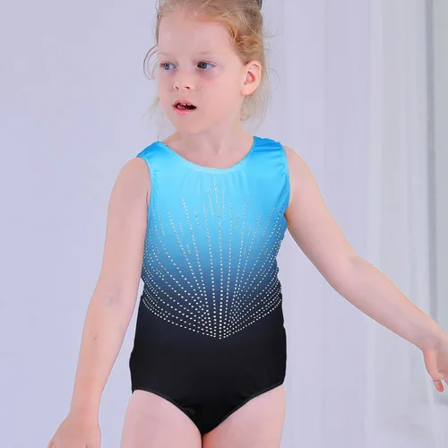 Vista 2 de BAOHULU Leotardo de gimnasia para niñas con diamantes brillantes para danza de ballet