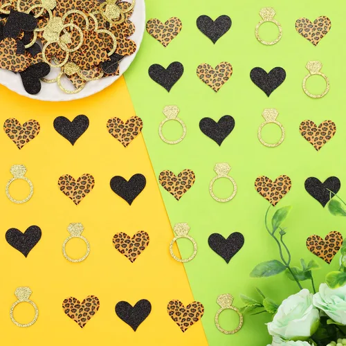 Vista 3 de Decoraciones de leopardo para despedida de soltera, 200 unidades, confeti de guepardo, confeti de mesa de leopardo, para despedida de soltera